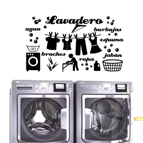1 pc hot sale Laundry Room Spanish text Wash Dry Lavadero Water Cloth Bubble Wall Sticker Self Adhes