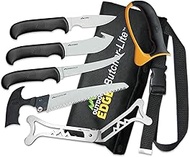 OUTDOOR EDGE ButcherLite 8-Piece Hunting Knife Set. Includes Caping Knife, Gut-Hook Skinning Knife, 