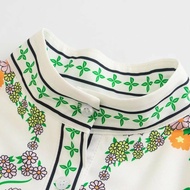 Dress Bunga Putih Dengan Sabuk / Midi Dress Motif Wanita