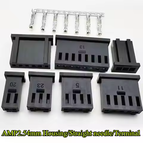 10-100Pcs Black AMP2.54mm Housing/Straight needle 2P/3P/4P/5P/6P/8P 280 connector single row Plug Te