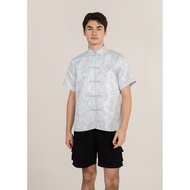 (MEN) Icy Bloom Oriental Qipao in Blue