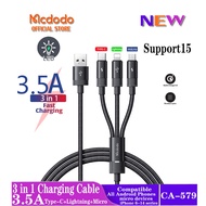 Mcdodo USB 3 in 1 Charging Cable 3.5A Micro USB / Type C / Lightning Cable  Compatible with iPhone 15 14 13 12 11XR XS Data CA-622