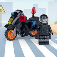 1 Pc City Police SWAT Raptor Motorcycle Model Building Blocks Diy MOC Brikcs Toy Children Gifs