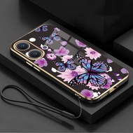 Vivo Y05 Y11d Y31d Y21 5G Casing Butterfly Flower Phone Case Glossy Plated Shockproof Cover