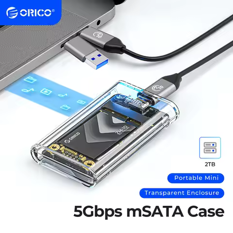 ORICO mSATA SSD Case to USB 3.2 Gen1 SSD Enclosure Adapter Transparent External Adapter 5Gbps for mS