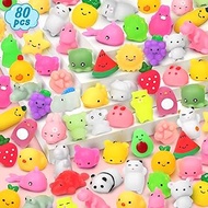 OleOletOy 80 Pcs Mochi Squishy Toys, Kawaii Squishies for Kids Party Favors, Mini Animal Squishies Stress Relief Fidget Toys for Boys &amp; Girls Birthday Gifts, Classroom Prize, Goodie Bags Stuffers