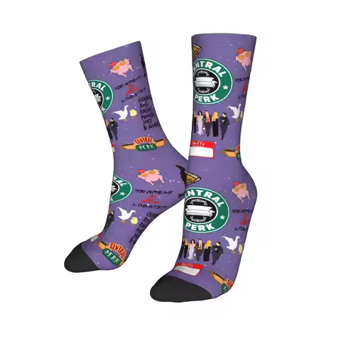 Custom Cute Men's Friends TV Show Dress Socks Unisex Warm Breathbale 3D Printing Characters Cartoon 