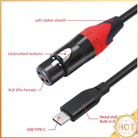 1/2/3M USB C To XLR Female Cable USB C To XLR Microphone Audio Cable USB C To XLR Female Microphone 