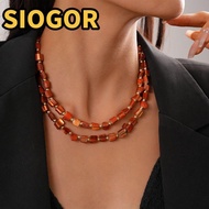 SIOGOR Beaded Necklace, Irregular Elegant Colorful Necklace, Fashion Exaggerate Double-layer Jewelry