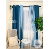 BLOCKOUT 6IN1 Powder Blue-Prussian Blue Modern High Quality Bedroom Home Curtains 10 RINGS 5-9FT