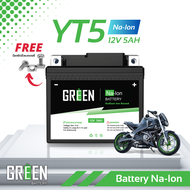 YT5 12V 5Ah โซเดียมไอออน แบตเตอรี่มอเตอร์ไซค์ Na-Ion ( Sodium Ion ) แบตเตอรี่เกลือ Green battery