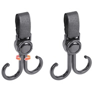 Pram Hooks Baby Stroller Hooks for Shopping 2 Pack Multifunctional Pram Pushchair Stroller Clip Shopping Secure Hooks Stroller Trolley Accessory Mommy Bag Hooks Black accepted