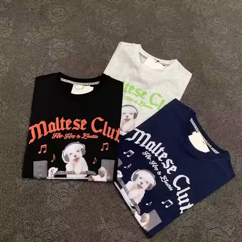 Summer Short Sleeve WAIKEI Party Dog Maltese Dog Outdoor Casual Short Sleeve T-Shirt