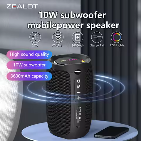 Best Wireless Speakers 2025, Zealot S49 10W Wireless Speaker, Hifi Sound quality, Bass Boost,Dual Pa