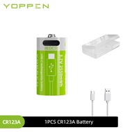 YOPPEN 3.7V Li-ion Battery CR123A 16340 2550mWh Rechargeable Battery Type-c USB Fast Charging Bateri