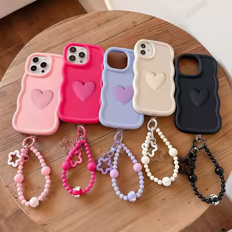 3D Love Heart Wave Border Soft Case For Samsung Galaxy C55 M55 M35 M15 M05 M04 M14 5G M34 M54 M32 M2