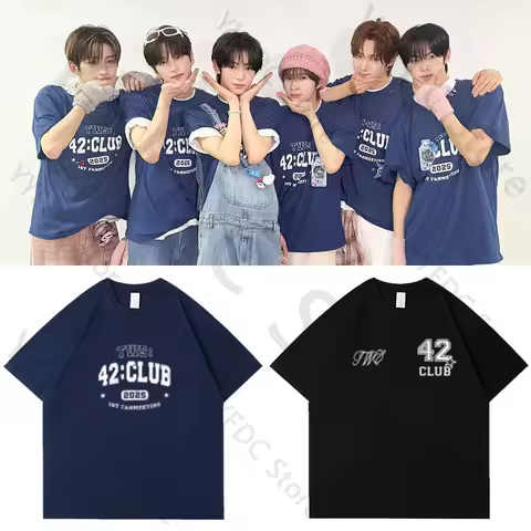 TWS Concert FM 42 CLUB T Shirt Kpop Fashion TWS Same Fans Clothes High Quality Cotton Women Men Summ