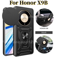 For Honor X9B X9b 4G 2023 Shockproof Armor Casing Car Magnetic Ring Stand Holder Push Pull Camera Pr