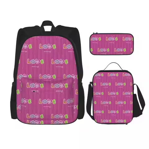 Agatha Ruiz-De La-Prada Pattern Backpacks Boys Girls Bookbag School Bags Rucksack Lunch Bag Pen Bag 