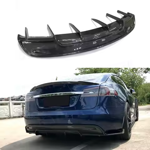 Carbon Fiber Rear Bumper Diffuser Lip Spoiler Body Kits for Tesla Model S 70D P85D 90D P100D Sedan 4