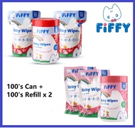 Fiffy Combo Pack Wet Tissue Wipes (1 Can + 2 Refill Pack) Tisu basah bayi