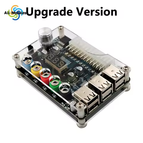 24Pin ATX Power Supply Breakout Board Power Module Adapter Connector Adjustable Voltage Knob 6 Port 