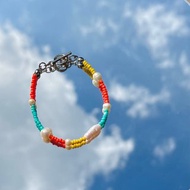 手鍊桑迪• 彩色沙串珠手鍊• 巴洛克珍珠• 銀飾