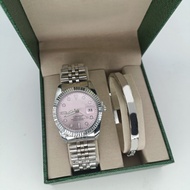 【Hot selling】 First-Hand Goods Watch Bracelet 2-Piece Set Foreign Man Quartz Mechanical Watch Green Water Ghost Female Pink Watch