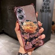【 Shockproof 】Case For OPPO A17 A17K A97 5G phone case 2025 lotus glitter paper new design softcase 