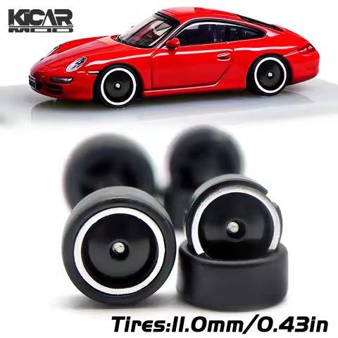 Model Car 1/64 Removable Rubber Slick Tires 11mm Mirror Finish Rims, RLC Premium Wheels for Advan GT