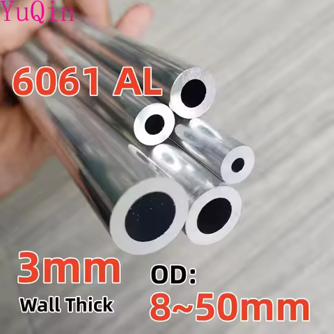 3mm Wall Thick Aluminium Pipe 8-50mm OD Straight Round 240mm 490mm Long 6061 Aluminum Alloy Tube