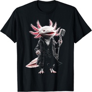 Axolotl Holds Microphone Music Animal Illustration Axolotl T-Shirt