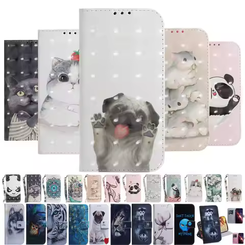 Animals Flip Phone Case For Samsung Galaxy A3 A5 J5 J3 2017 A6 A7 A8 A9 J6 Plus 2018 A750 J330 Leath