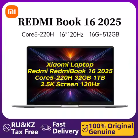 Xiaomi Laptop Redmi RedmiBook 16 2025 Intel Core Core5-220H Processor 16GB/32GB 512GB/1T/2TB 2.5K Sc