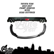 Toyota Vios 2013-2017 GEN 3 Front Bumper Lip Chin with Rear Bumper Diffuser (Black)