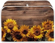Sunflower Toaster Cover 4 Slice Wide Slot, Old Wooden Oven Cover Appliance Cover Toaster Dust Univer