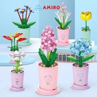 Toy Flower Bouquet Blocks/Flower Blocks Flower Pots Mini Plants Building Blocks Educational Toys DIY