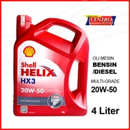 SHELL HELIX HX3 kemasan Galon 4 liter.Oli mobil sae 20W50.Cocok untuk Mesin BENSIN&DIESEL