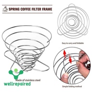 Foldable Coffee Filter Cup Spring Portable Mini Coffee Filter Holder Steel Spring Filter H9e5