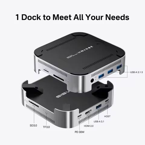 Acasis Mac Mini M4/M4 Pro USB-C Dock 10Gbps Dual-bay SSD Slot 8TB HDMI 4K/60HZ TF/SD 3.0 PD30W for M
