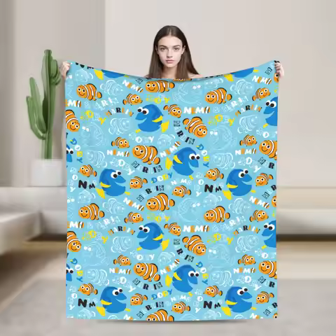Finding Nemo Dory and Nemo Pattern Blankets Cartoon Fuzzy Throw Blanket Bedding Couch Portable Soft 