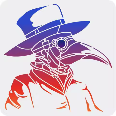 Plague Doctor Crow Painting Stencil 11.8x11.8inch Raven Pattern Drawing Template Reusable Black Plag