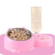 connectshop686 ชามอาหารสัตว์เลี้ยง 3ช่อง พร้อมที่ให้น้ำอัตโนมัติ ถอดออกได้ ชามข้าวสุนัข ที่ให้อาหารแ
