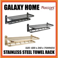 FELICE ROCCONI 600MM MATT GOLD / BLACK / GUN METAL 600MM STAINLESS STEEL TOWEL RACK RCN 2760/G RCN B