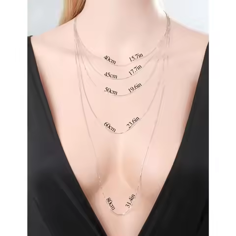 35cm-80cm 0.65mm 925 Sterling Silver Thin Link Box Chain Necklace Women Jewelry For Girls Italy Koly