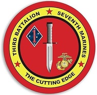 Large USMC 3rd Battalion 7th Marines Seal Sticker (Logo Vinyl Decal US 3/7 Third Seventh for Car Tru