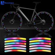 Rocomoco Mountain Bike Rainbow Cool Highlight Reflective Stickers Balance Bike Motorcycle Noctilucence Safety Warning Stickers Bicycle Tire Ornaments