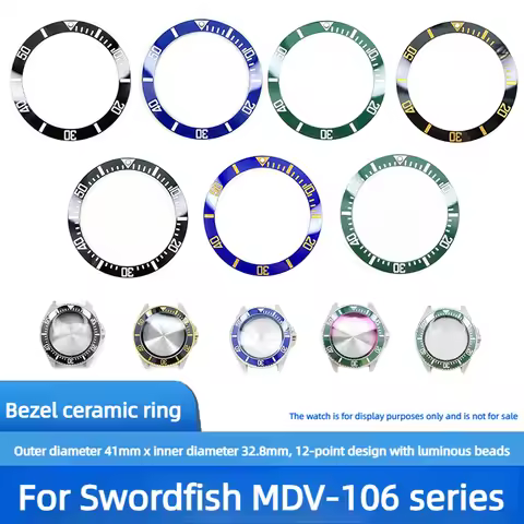 For Casio Mdv-106 Sloped Ceramic Bezel MDV106 Duro/Marlin Diving Watch bezel 41x32.8mm Upgrade Inser