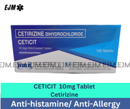 Cetirizine 10mg tablet CETICIT Antihistamine for allergy - 100 tablets