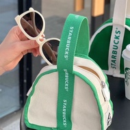 กระเป๋าผ้าใบ Starbuck กระเป๋าถือกระเป๋าสามเหลี่ยมขนาดเล็กกระเป๋าสะพายขวดน้ำแม่นักเรียนกระเป๋าโท้ท (16ซม. X 14ซม. X 6.5ซม.)